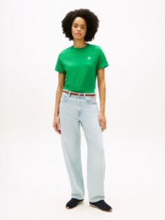Logo Embroidery Jersey Crew Neck T-Shirt — Green 3