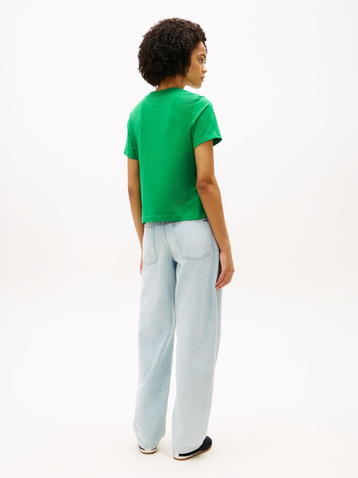 Logo Embroidery Jersey Crew Neck T-Shirt — Green