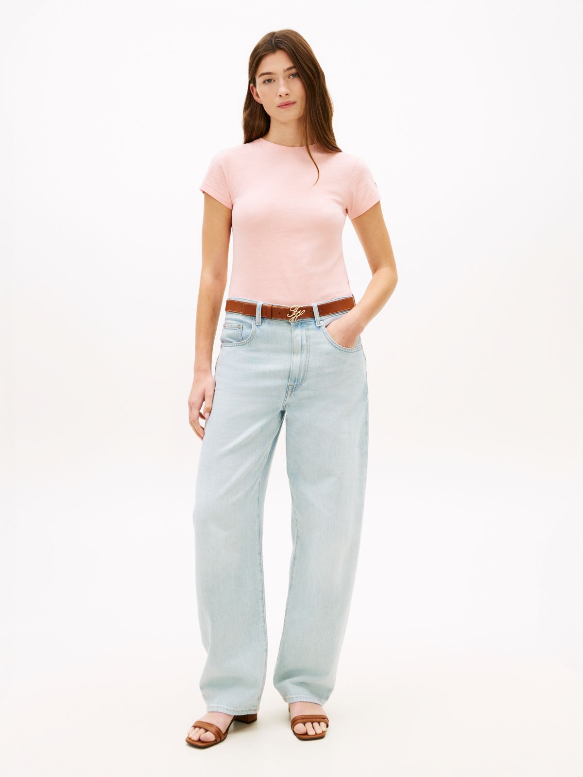 Textured Slim T-Shirt — Pink