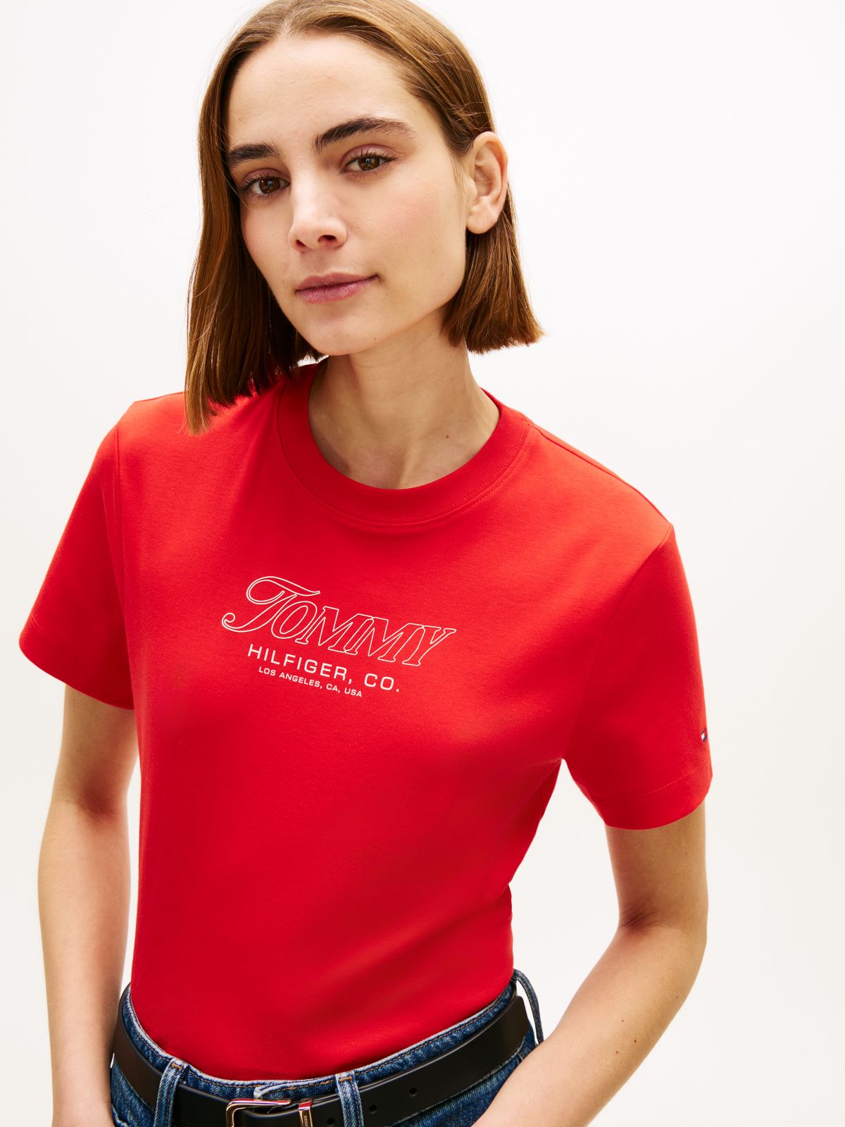 Logo Interlock Knit T-Shirt — Orange