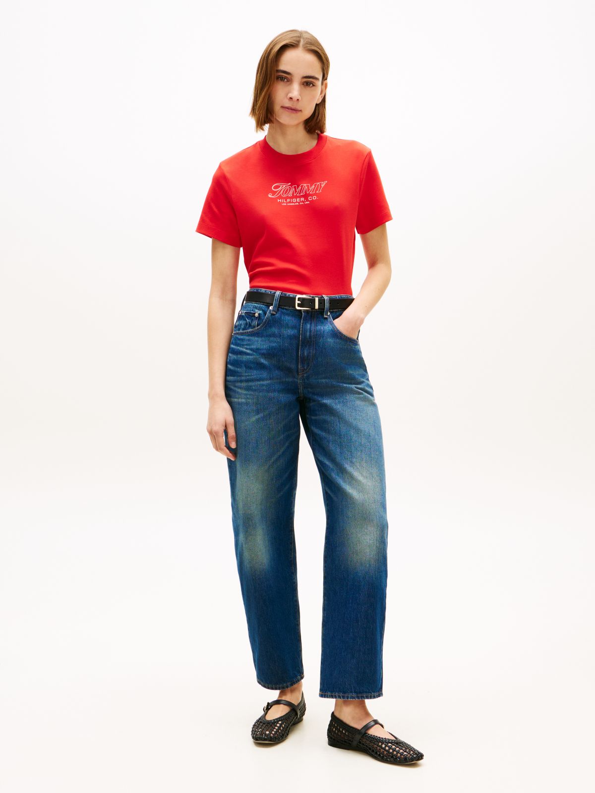 Logo Interlock Knit T-Shirt — Orange