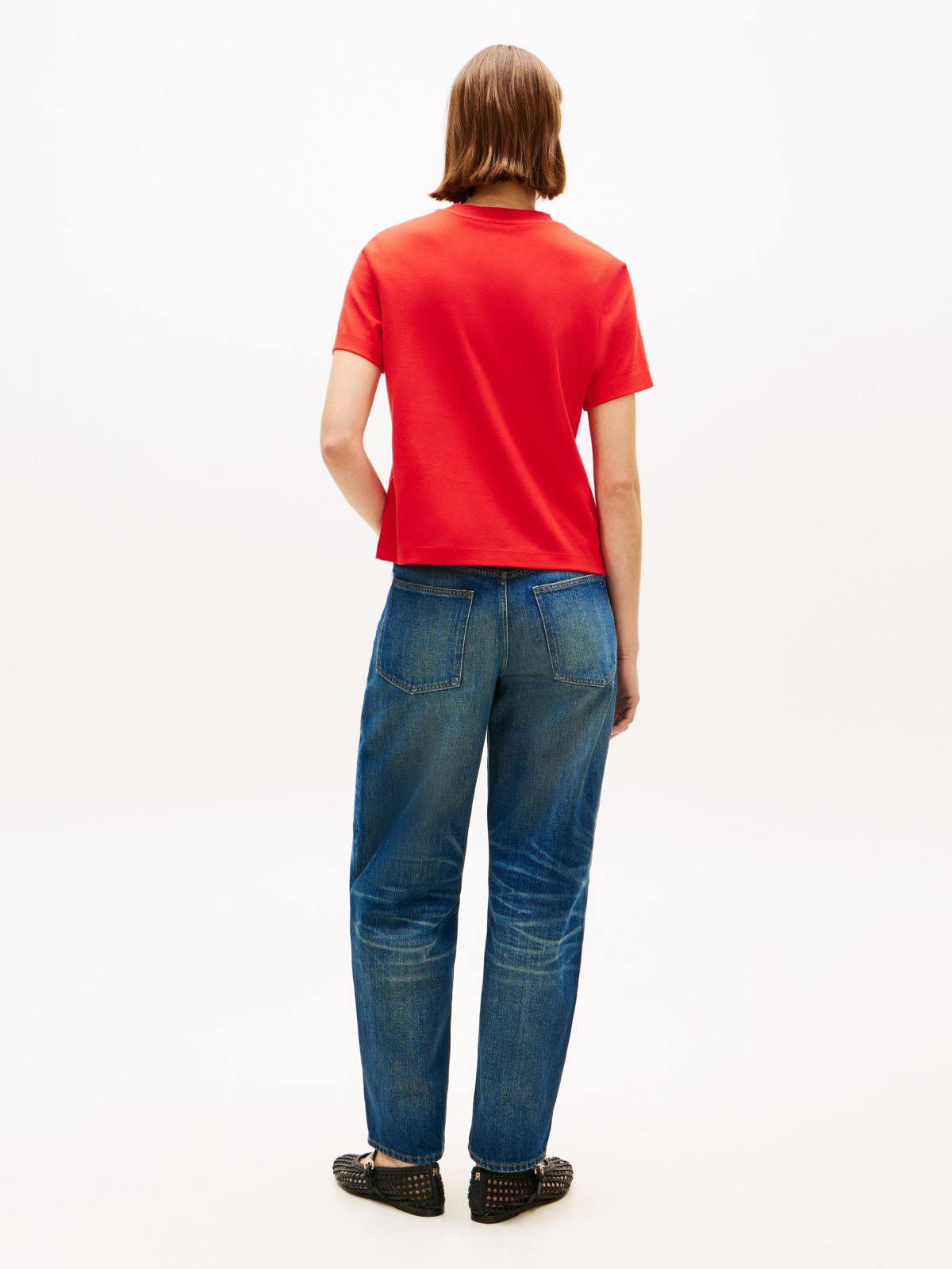 Logo Interlock Knit T-Shirt — Orange