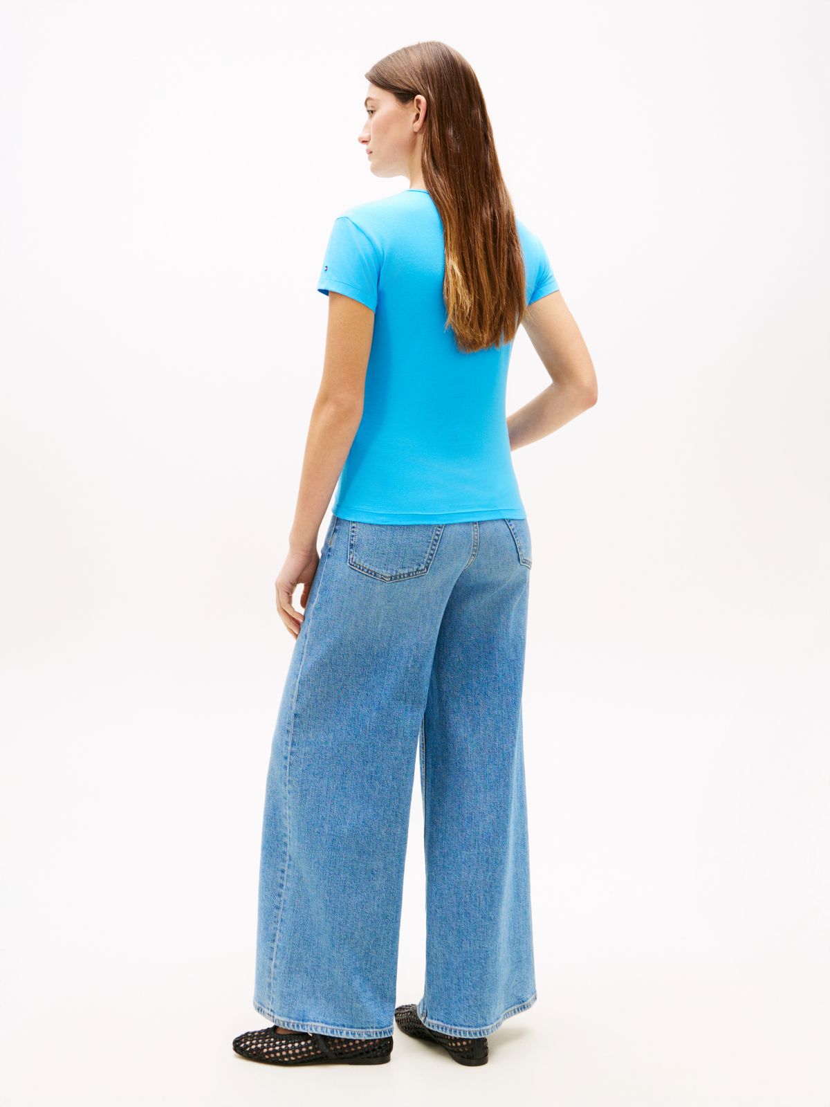 Textured Logo Slim Jersey T-Shirt — Blue