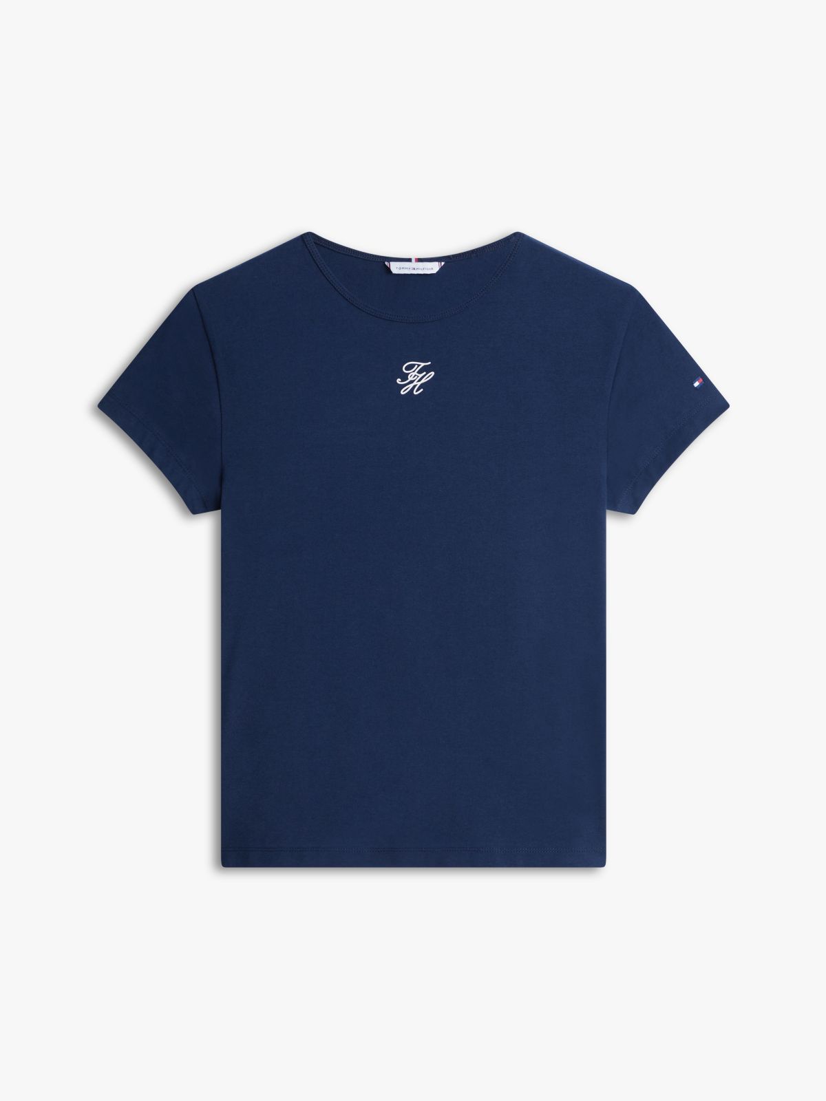 Textured Logo Slim Jersey T-Shirt — Blue