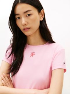 Textured Logo Slim Jersey T-Shirt — Pink 2