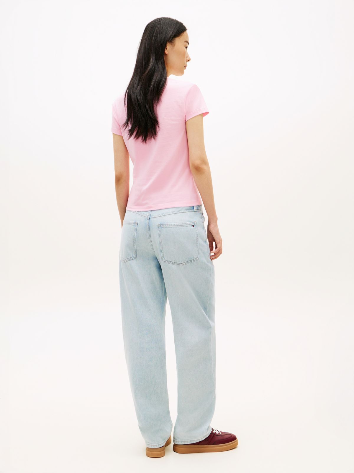Textured Logo Slim Jersey T-Shirt — Pink