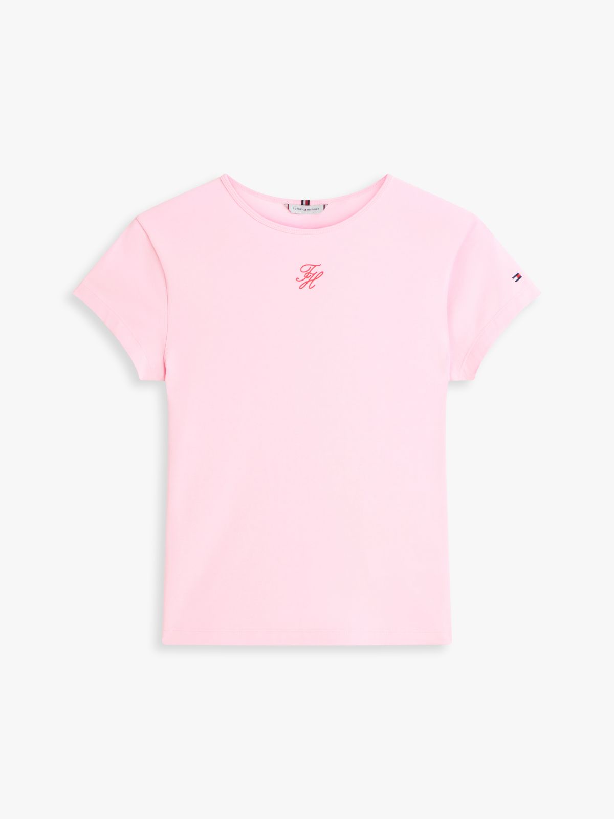 Textured Logo Slim Jersey T-Shirt — Pink