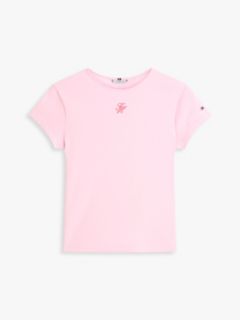 Textured Logo Slim Jersey T-Shirt — Pink 5