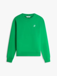 Logo Embroidery Terry Crew Neck Sweatshirt — Green 5