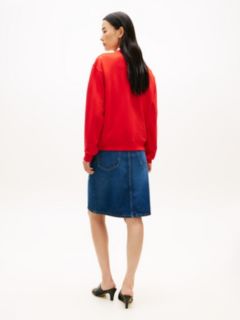 Logo Embroidery Terry Crew Neck Sweatshirt — Orange 4