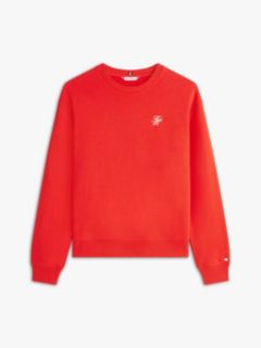 Logo Embroidery Terry Crew Neck Sweatshirt — Orange 5