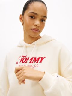 Textured Logo Relaxed Drawstring Hoody — Beige 2