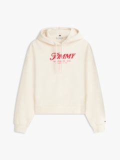 Textured Logo Relaxed Drawstring Hoody — Beige 5