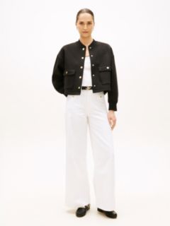 Gold-Tone Button Interlock Knit Relaxed Cardigan — Black 3