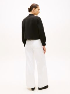 Gold-Tone Button Interlock Knit Relaxed Cardigan — Black 4