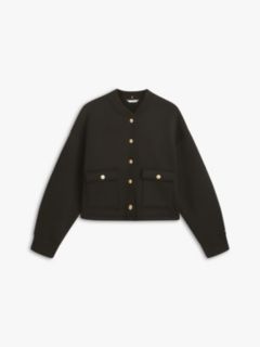 Gold-Tone Button Interlock Knit Relaxed Cardigan — Black 5