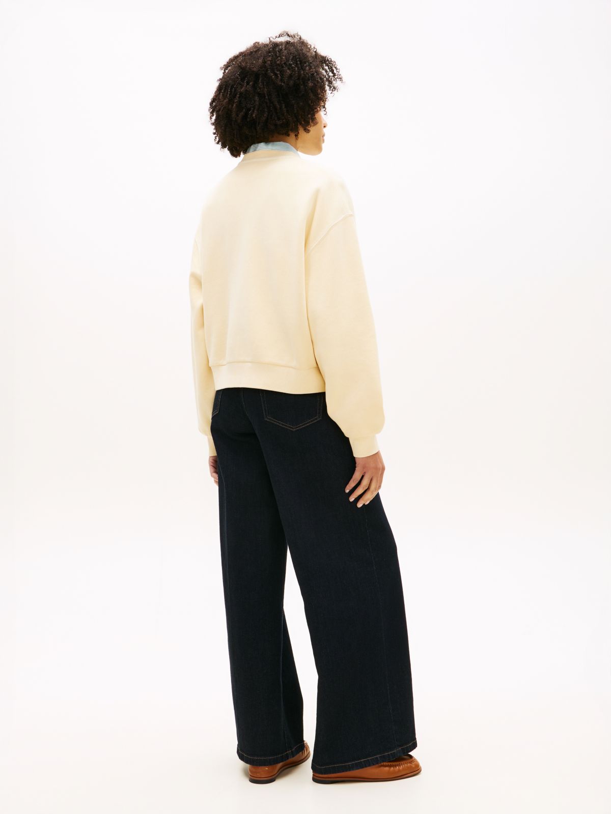 Crest Embroidery Relaxed Terry Sweatshirt — Beige