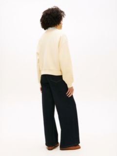 Crest Embroidery Relaxed Terry Sweatshirt — Beige 4