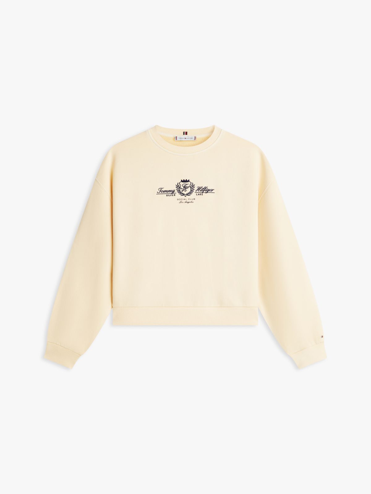 Crest Embroidery Relaxed Terry Sweatshirt — Beige