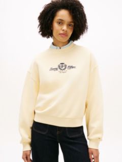 Crest Embroidery Relaxed Terry Sweatshirt — Beige 1