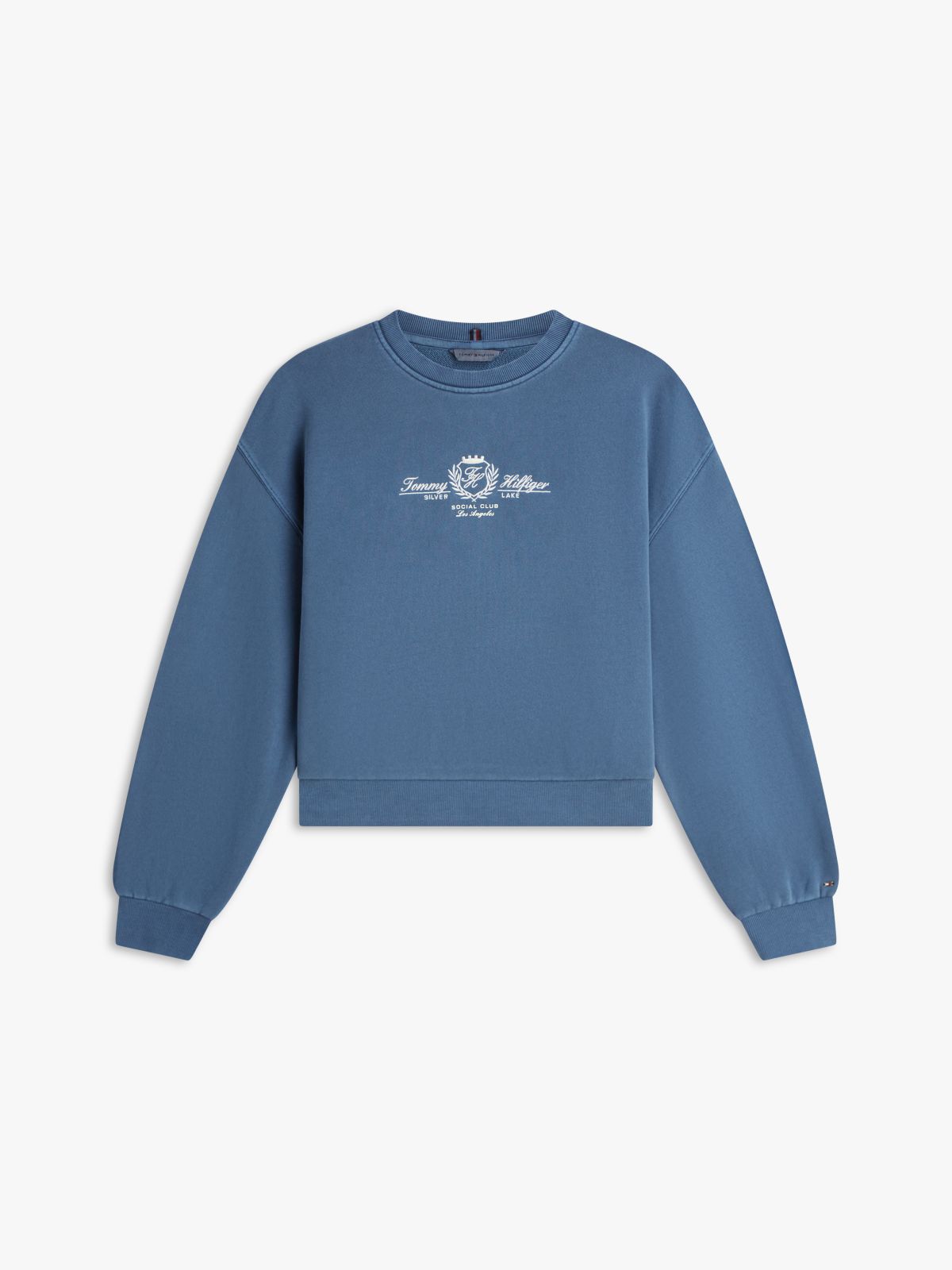 Crest Embroidery Relaxed Terry Sweatshirt — Blue