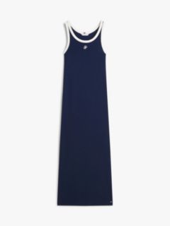 Contrast Trim Slim Midi Bodycon Dress — Blue 5