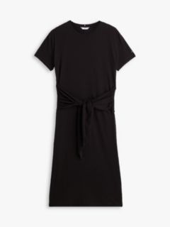 Textured Knot Relaxed Midi T-Shirt Dress — Black 5