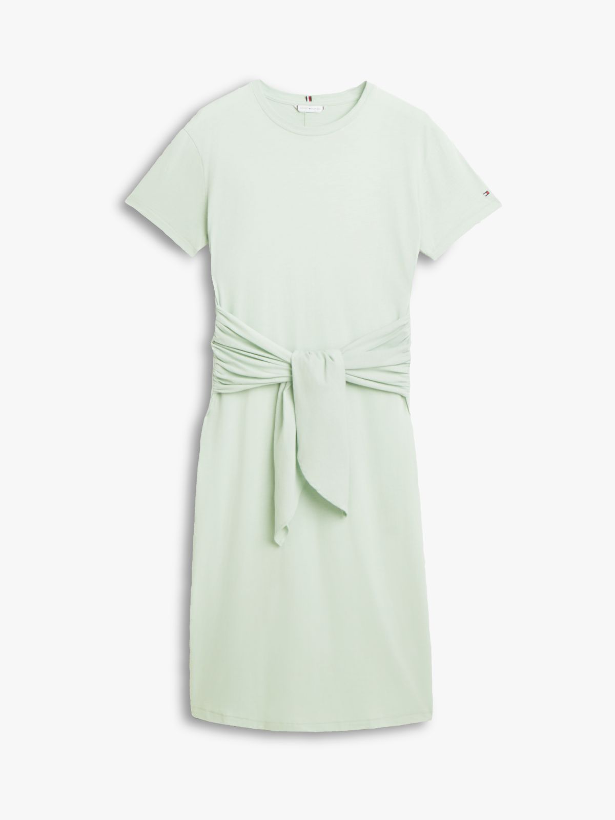 Textured Knot Relaxed Midi T-Shirt Dress — Green