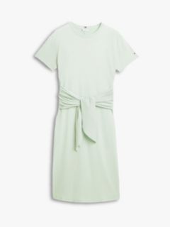 Textured Knot Relaxed Midi T-Shirt Dress — Green 5