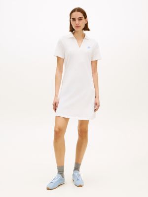 white 1985 mini-polokleid mit aufgesticktem logo für damen - tommy hilfiger