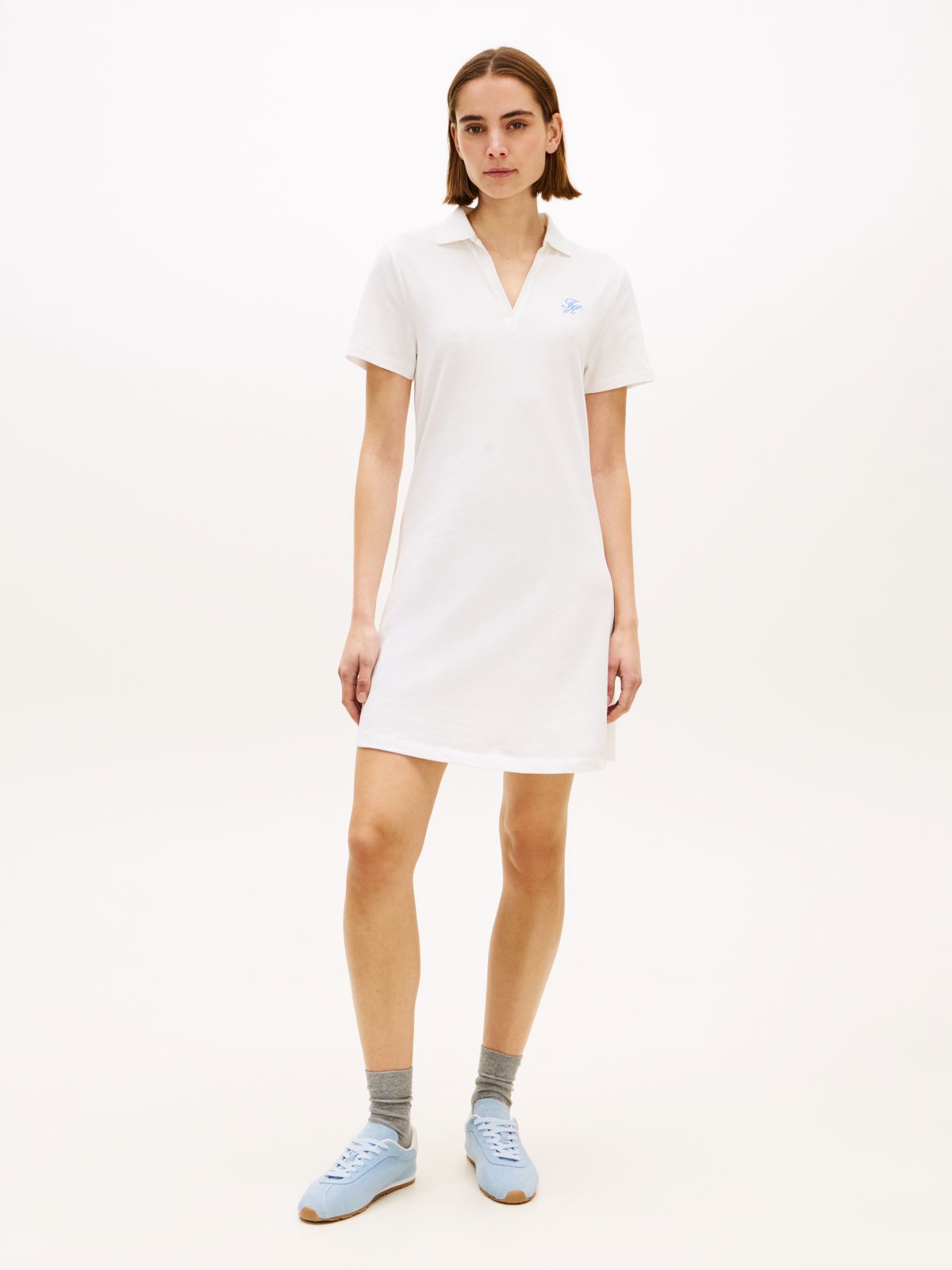 1985 Logo Embroidery Mini Polo Dress — White
