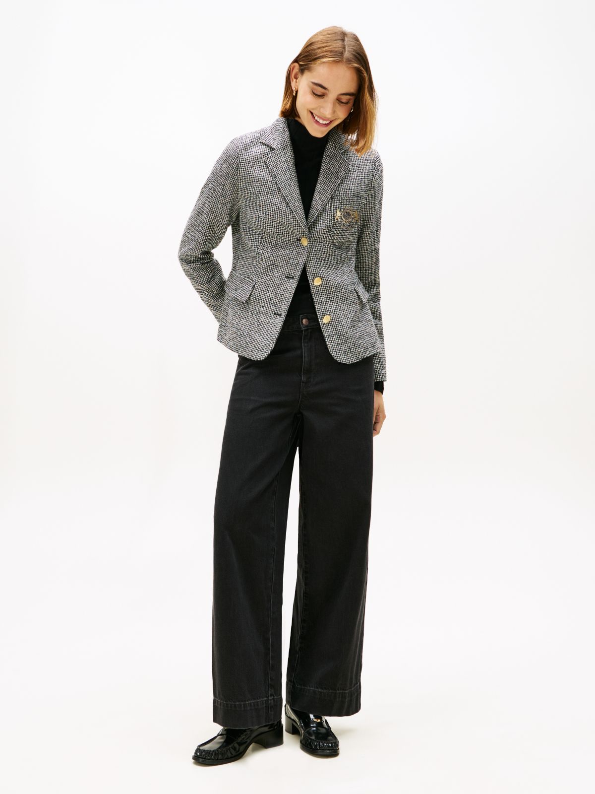 Festive Slim Fit Houndstooth Wool Blend Blazer — Multi