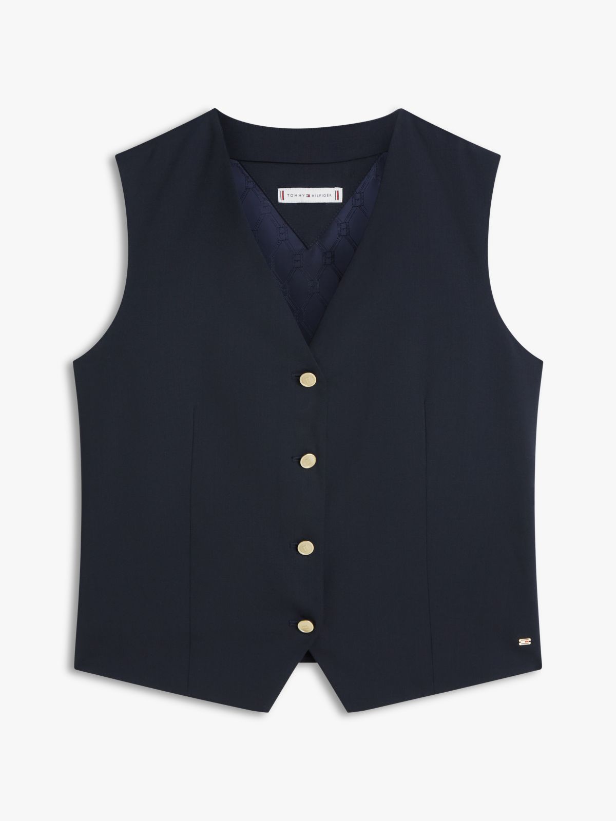 Timeless Wool Blend Gold-Tone Button Waistcoat — Blue