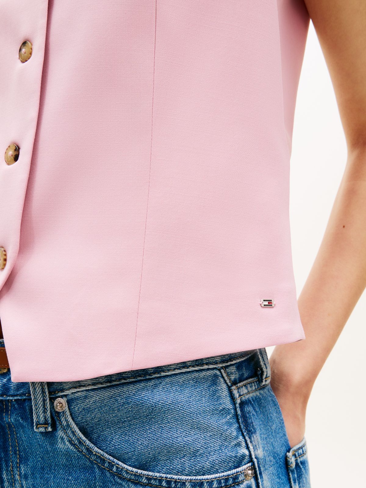 Timeless Wool Blend Gold-Tone Button Waistcoat — Pink