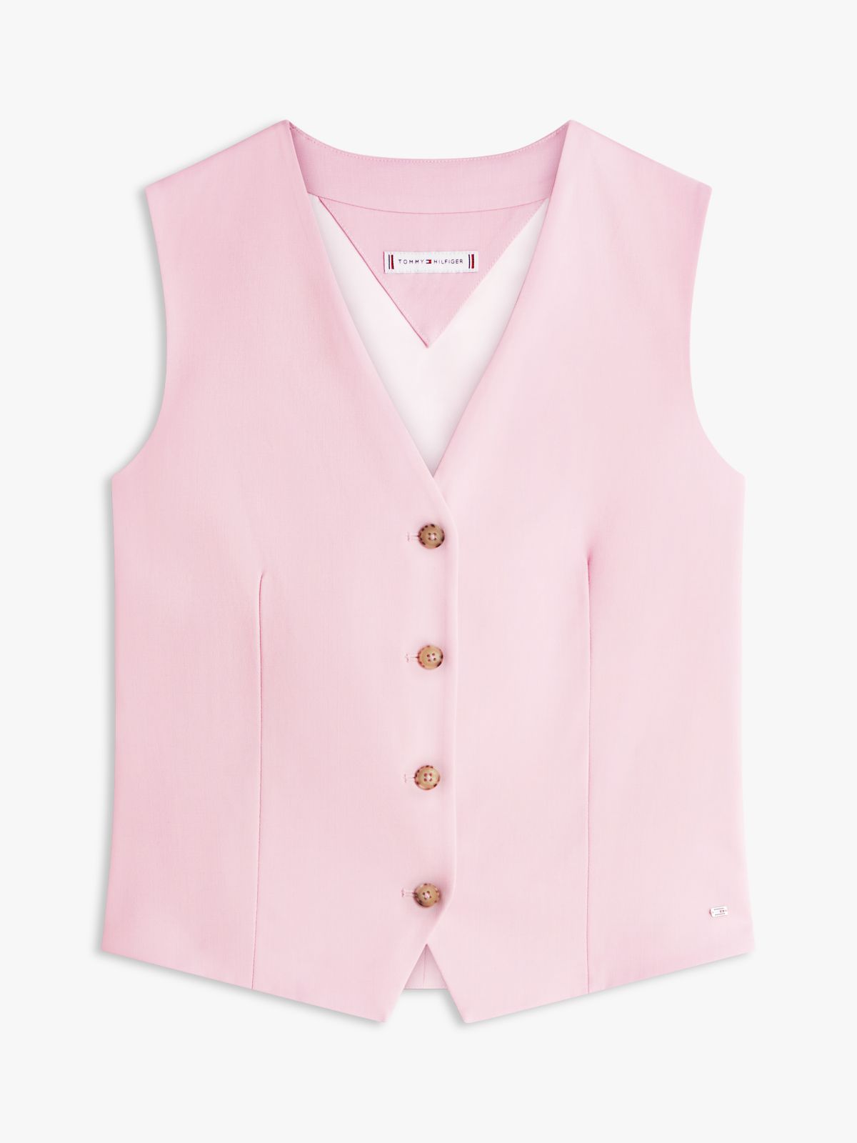 Timeless Wool Blend Gold-Tone Button Waistcoat — Pink