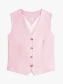 Timeless Wool Blend Gold-Tone Button Waistcoat — Pink 5