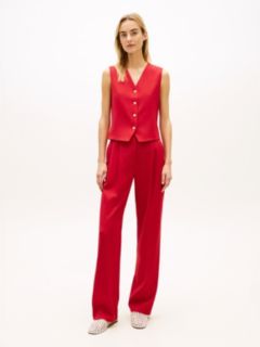 Timeless Wool Blend Gold-Tone Button Waistcoat — Red 3