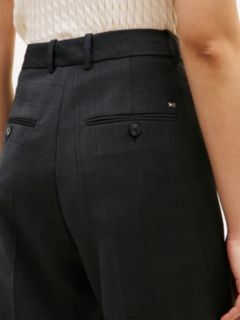 Wool Blend Check Wide Leg Trousers — Grey 3