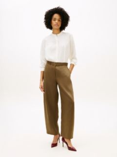 Relaxed Fit Frayed Linen Blend Shirt — White 3