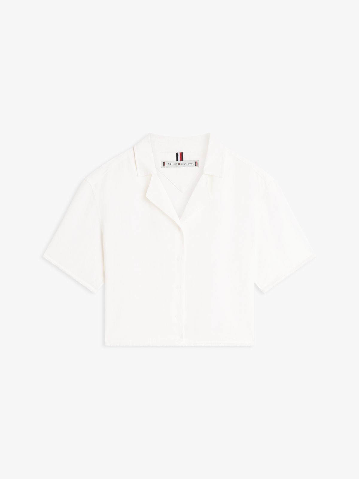 Relaxed Fit Frayed Linen Blend Shirt — White