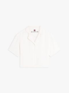 Relaxed Fit Frayed Linen Blend Shirt — White 5