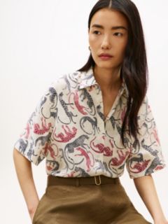 Relaxed Fit Pure Linen Short Sleeve Shirt — Beige 2