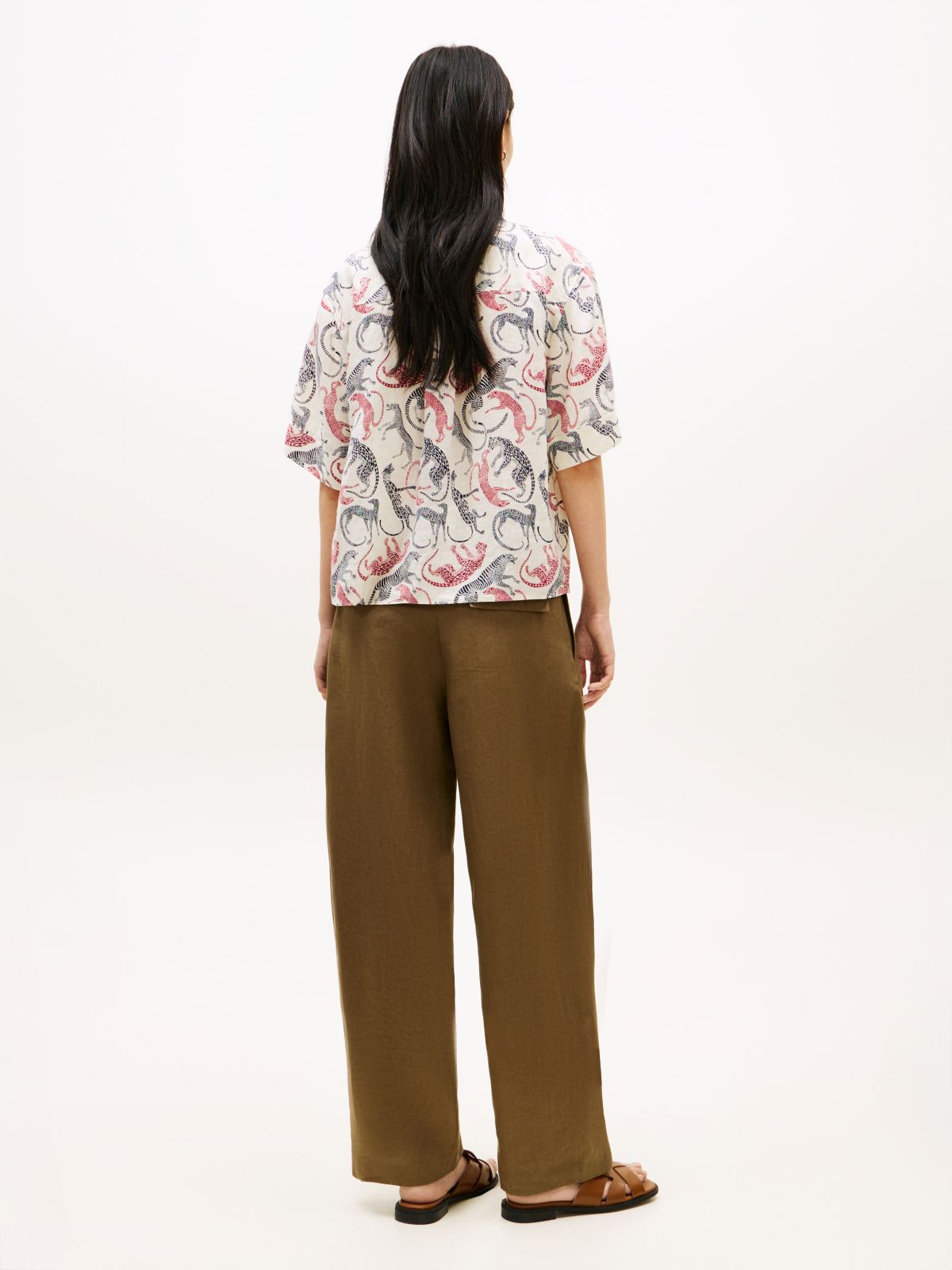 Relaxed Fit Pure Linen Short Sleeve Shirt — Beige