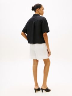 Relaxed Fit Pure Linen Short Sleeve Shirt — Black 4