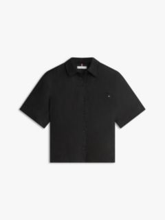 Relaxed Fit Pure Linen Short Sleeve Shirt — Black 5