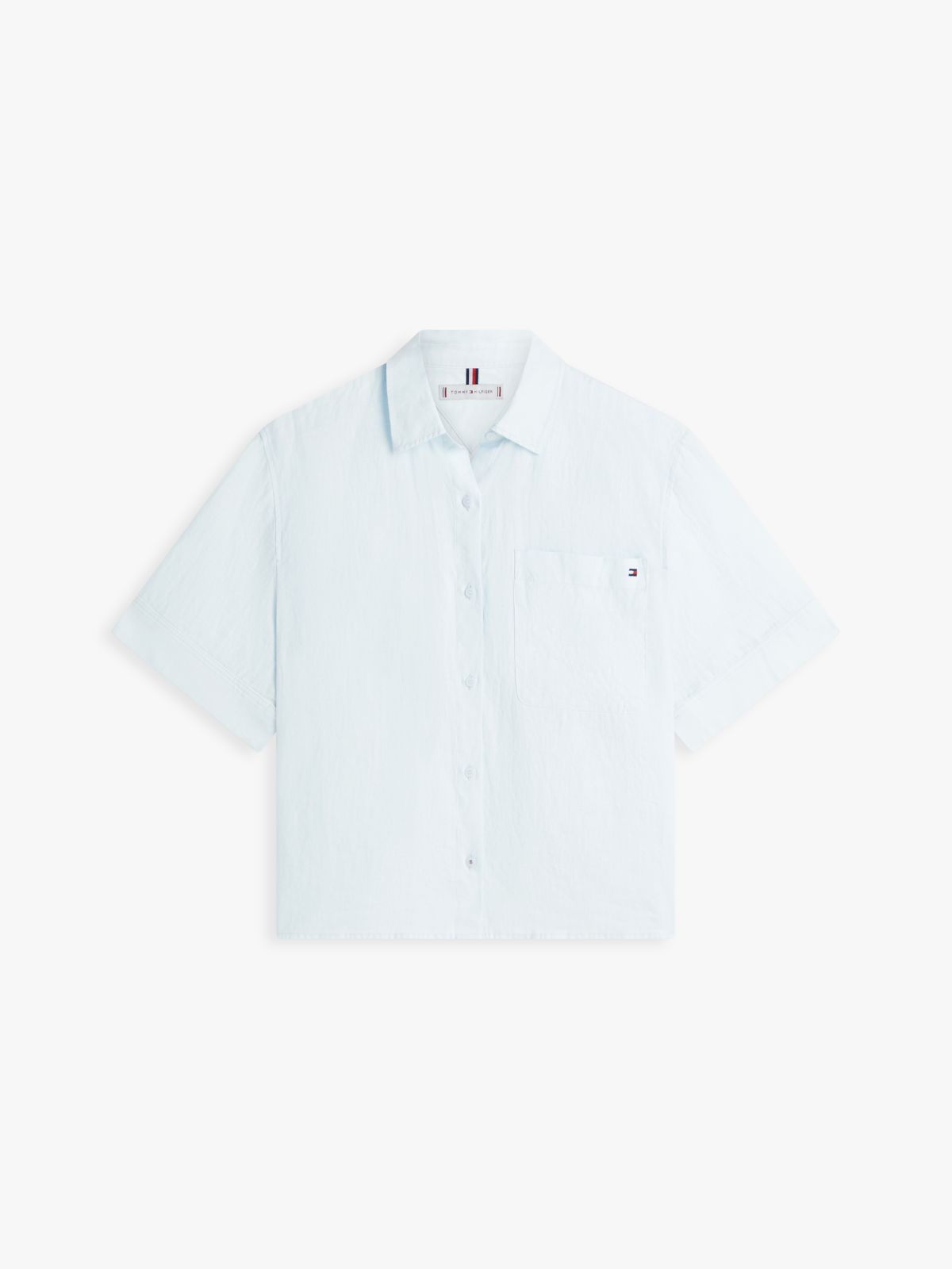 Relaxed Fit Pure Linen Short Sleeve Shirt — Blue