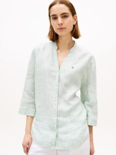 Relaxed Fit Pure Linen Half Sleeve Shirt — Beige 1