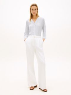 Relaxed Fit Pure Linen Half Sleeve Shirt — Beige 3