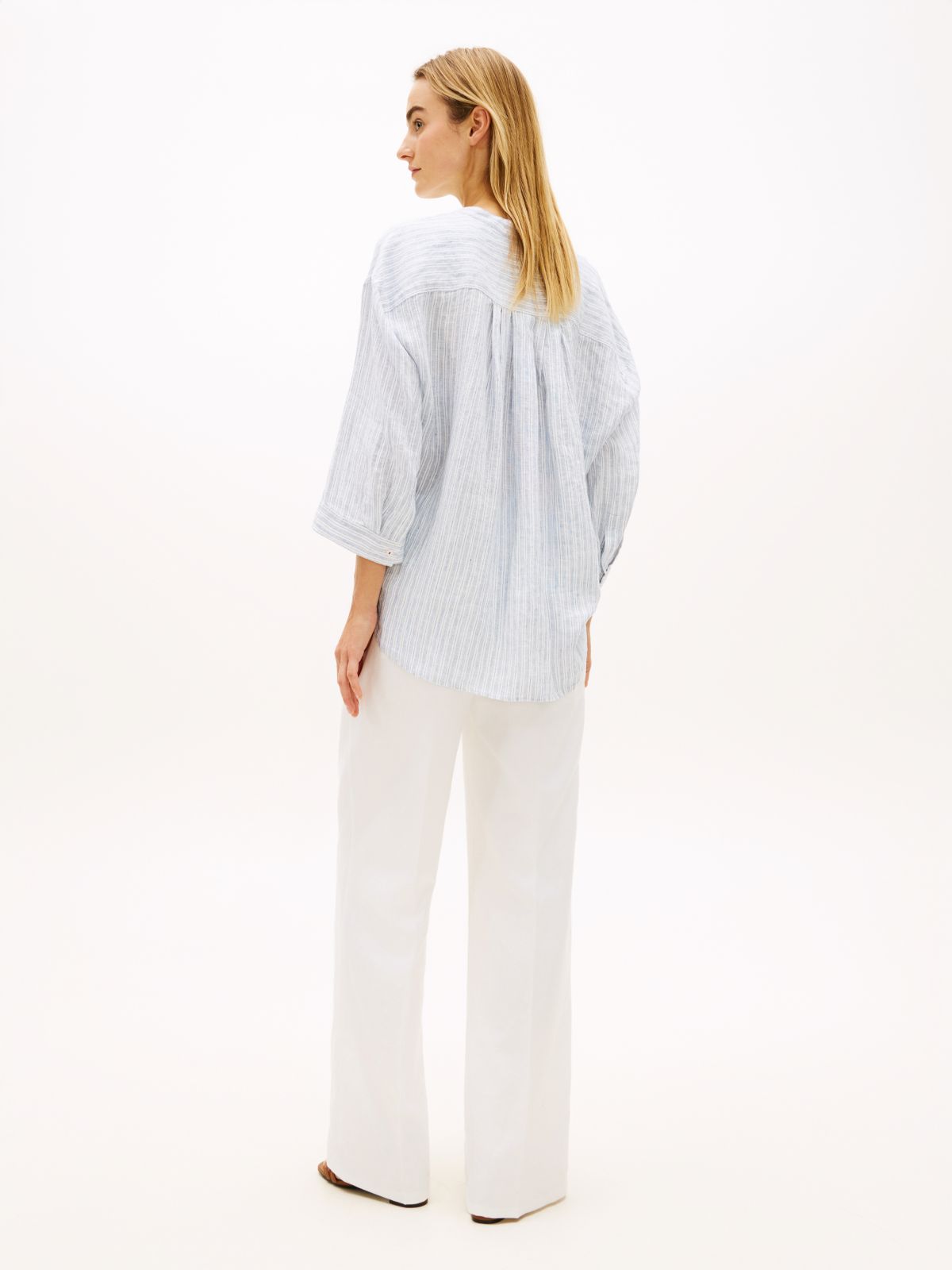 Relaxed Fit Pure Linen Half Sleeve Shirt — Beige