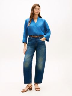 Relaxed Fit Pure Linen Half Sleeve Shirt — Blue 3